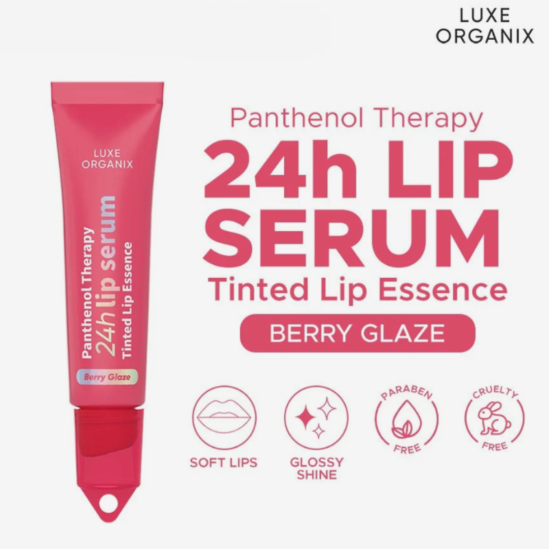 Luxe Organix Panthenol Therapy 24H Lip Serum Tinted Lip Essence Berry Glaze