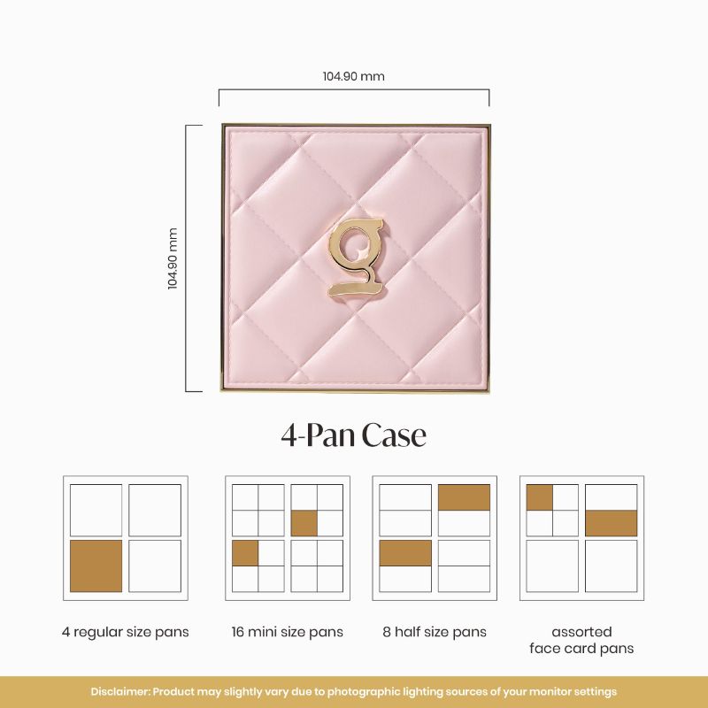 GRWM Face Card 4-Pan Customizable Palette Case (Puffy Rosé)