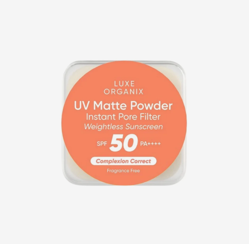 Luxe Organix UV Matte Powder Instant Pore Filter Weightless Sunscreen
SPF50 PA++++ Complexion Correct