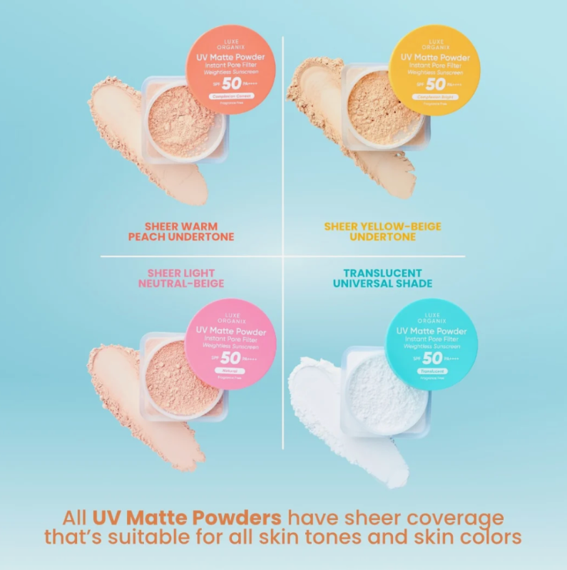 Luxe Organix UV Matte Powder Instant Pore Filter Weightless Sunscreen
SPF50 PA++++ Natural