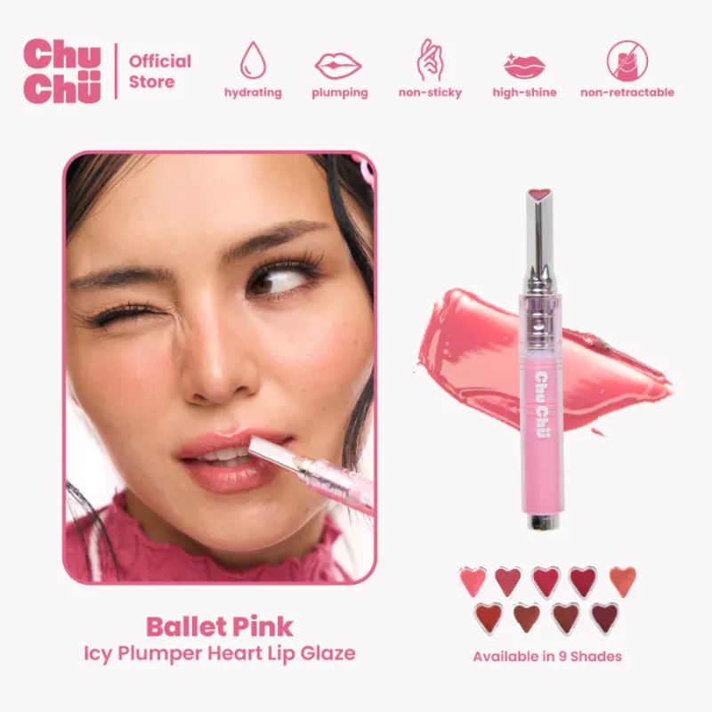 Chu Chü Beauty Icy Plumper Heart Lip Glaze (Ballet Pink)