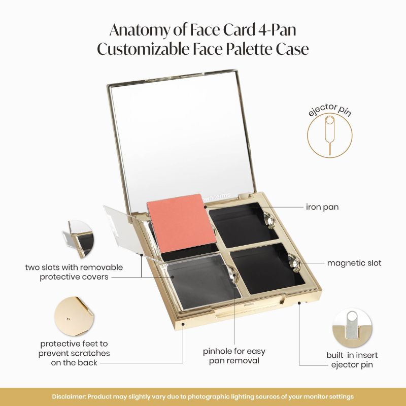 GRWM Face Card 4-Pan Customizable Palette Case (Gold)