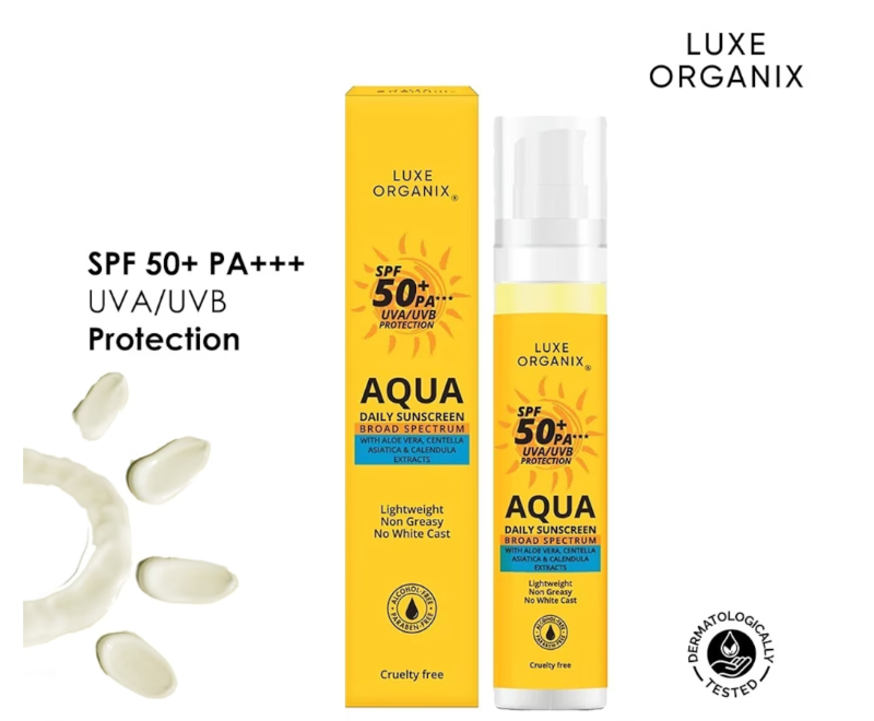 Luxe Organix Aqua Daily Sunscreen SPF50+ PA*** UVA/UVB Protection