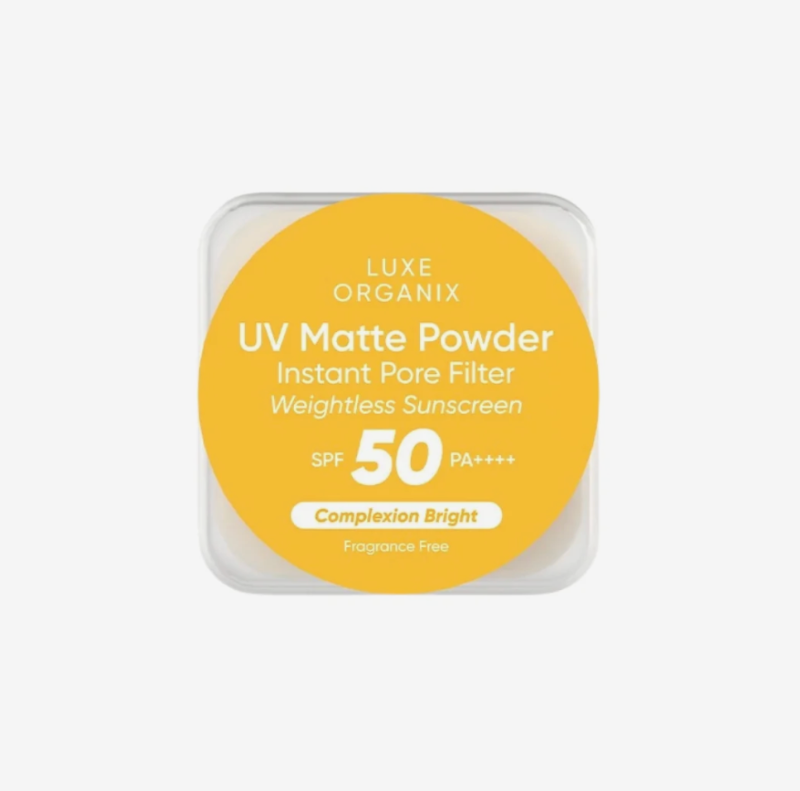 Luxe Organix UV Matte Powder Instant Pore Filter Weightless Sunscreen
SPF50 PA++++ Complexion Bright