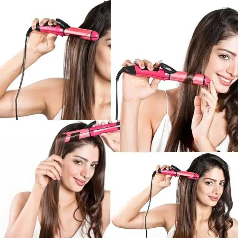 2-in-1 Hair Straightener & Curler – Ceramic Flat Iron for Straightening and Curling, Professional Hair Styling Tool with Smooth Glide Plates