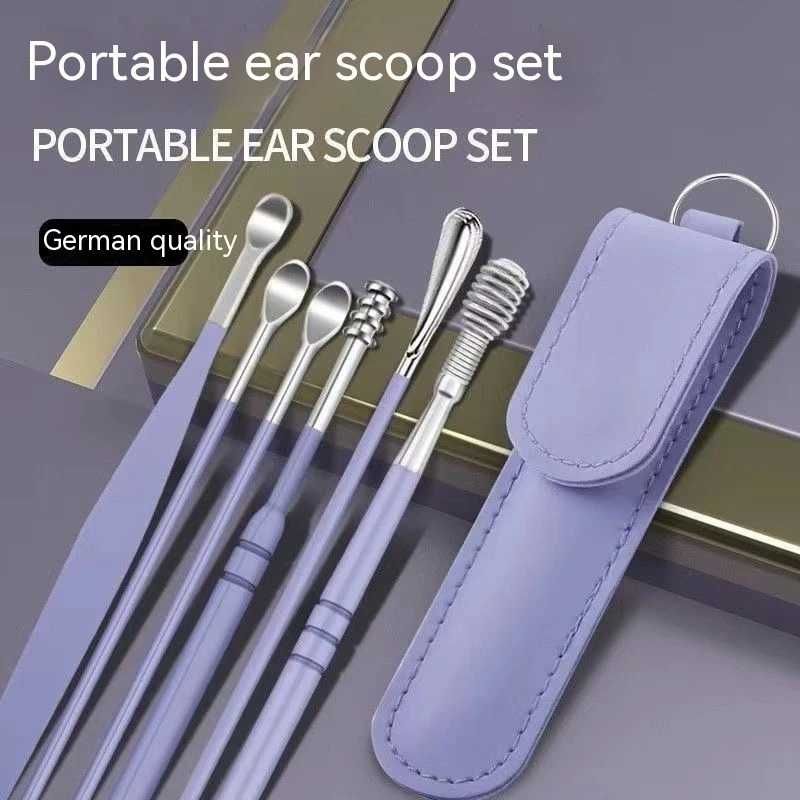 Portable Ear Cleaning Spoon Set (6-Piece) with Case
