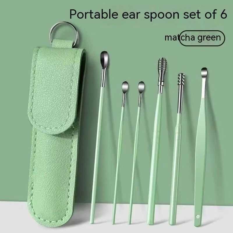 Portable Ear Cleaning Spoon Set (6-Piece) with Case