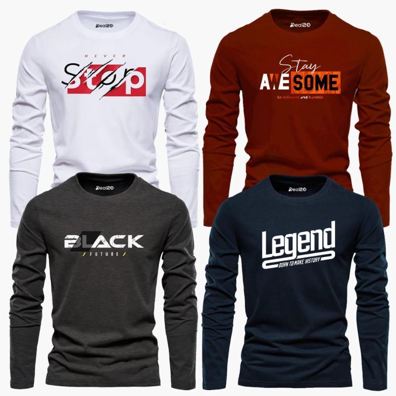Men's Graphics T Shirt Full Sleeves Pack of 3 (Legend)