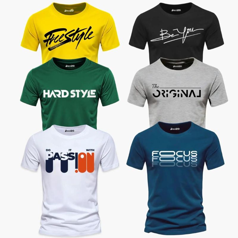 Men's Graphics T Shirt  Pack of 6 (Focus)