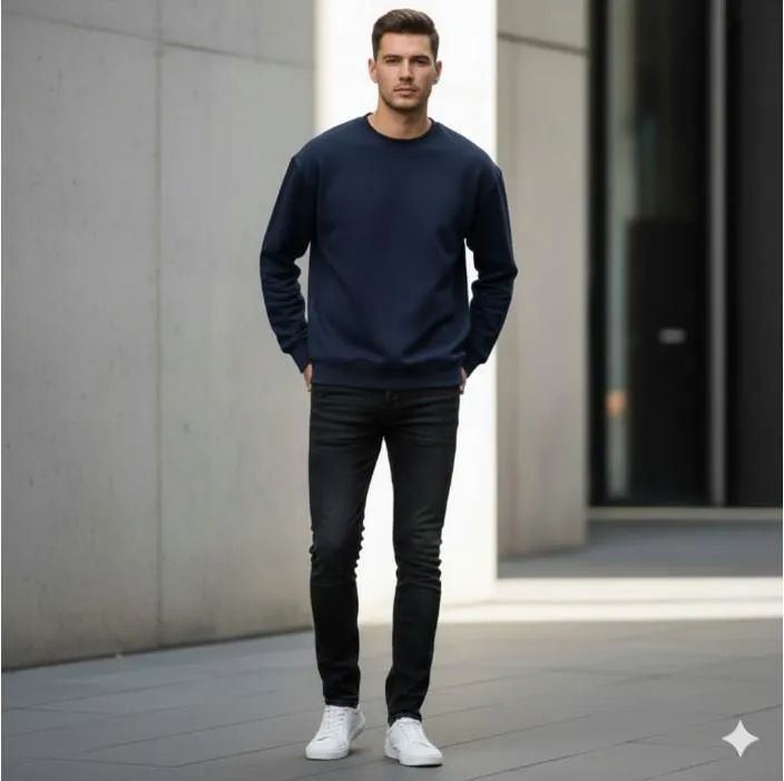 1 Pc Men's Fleece Plain Sweatshirt