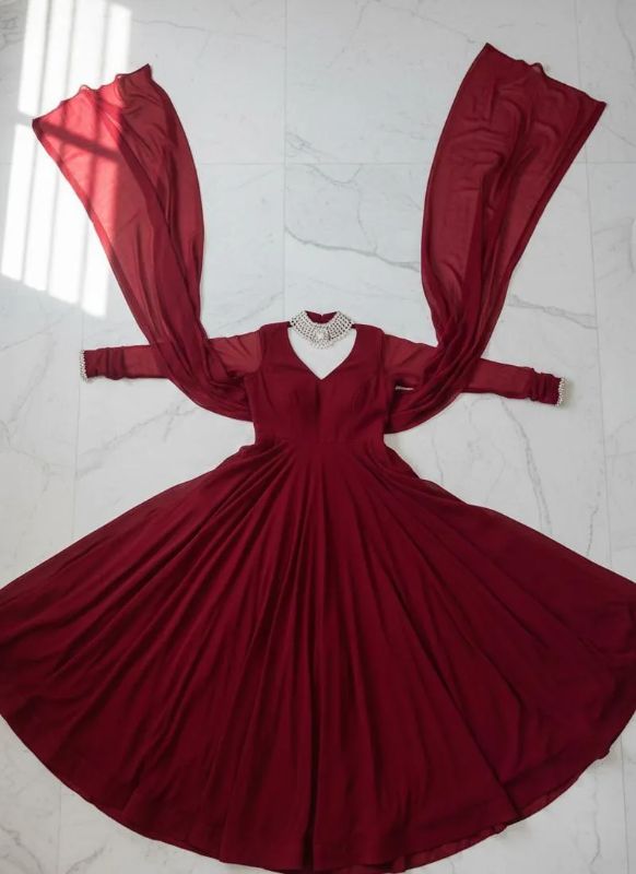 1 Pc Women's Stitched Chiffon Embroidered Maxi