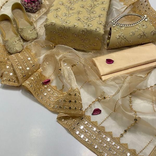 3 Pcs Women's Unstitched Plain Suit