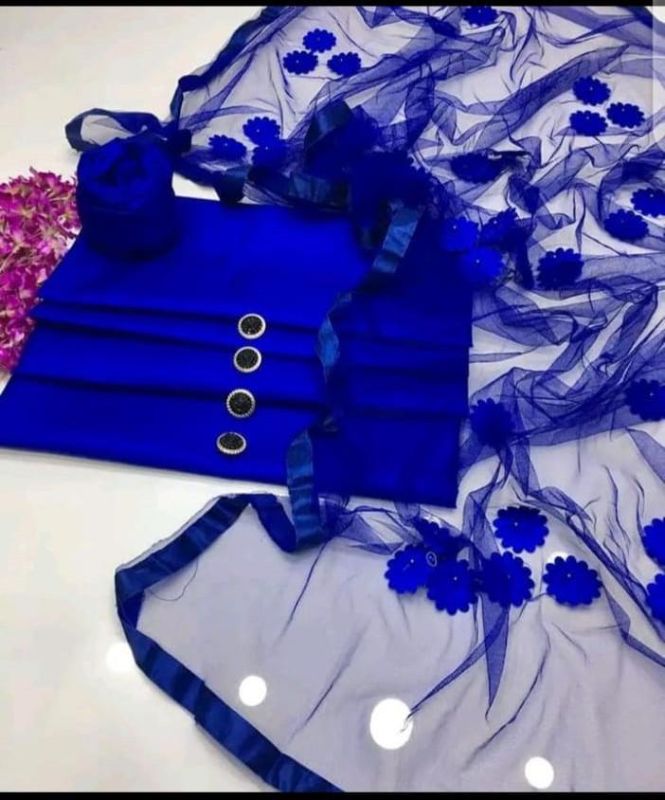 4 Pcs Women's Unstitched Fancy Organza Embroidered Suit