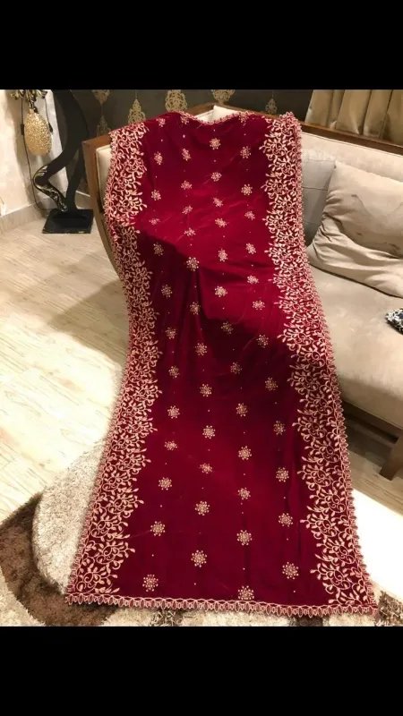 Women's Velvet Embroidered Shawl