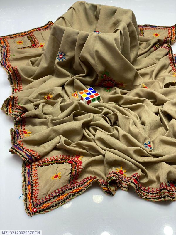 Women's Swiss Embroidered Border Shawl