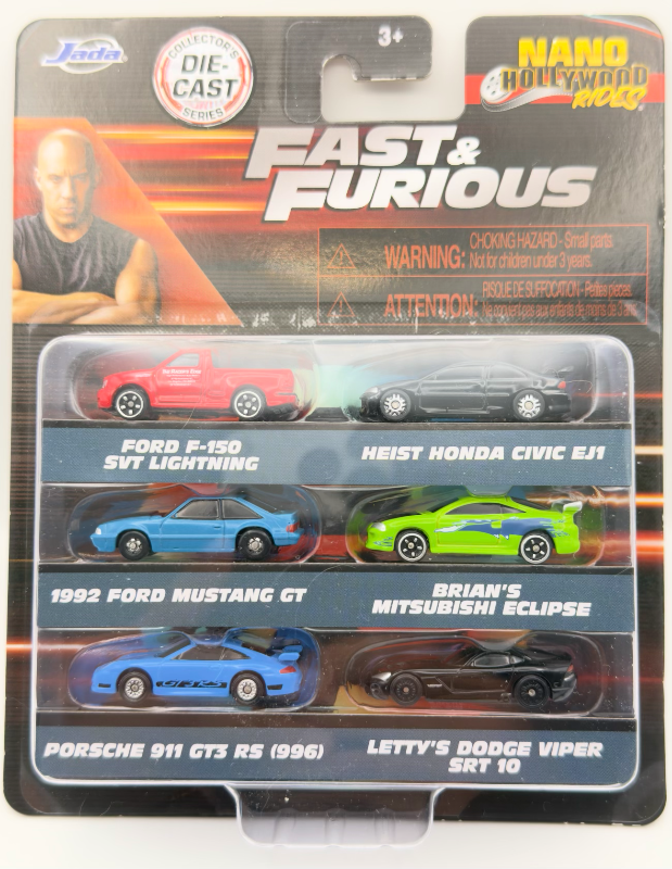 FAST & FURIOUS NANO HOLLYWOOD RIDES x 6 AUTOS
