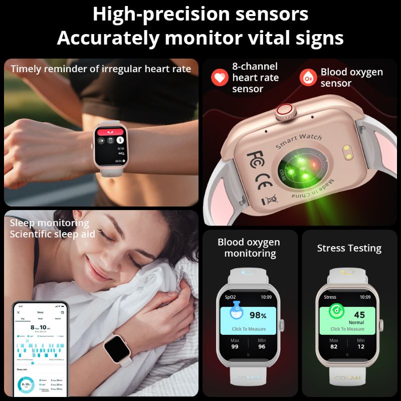 Montre connectée COLMI P86 – Écran AMOLED 1,83″ | Appels Bluetooth | Suivi santé & sommeil | Étanchéité 1ATM | Batterie 400 mAh | Design bicolore