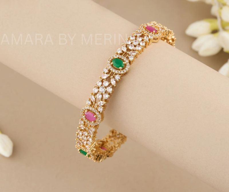Bangles AD Stone - Green + Pink AM13027