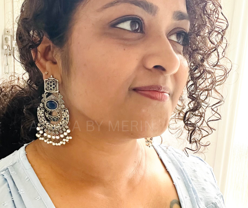 Moti Earring Oxidised plating - AM809000B