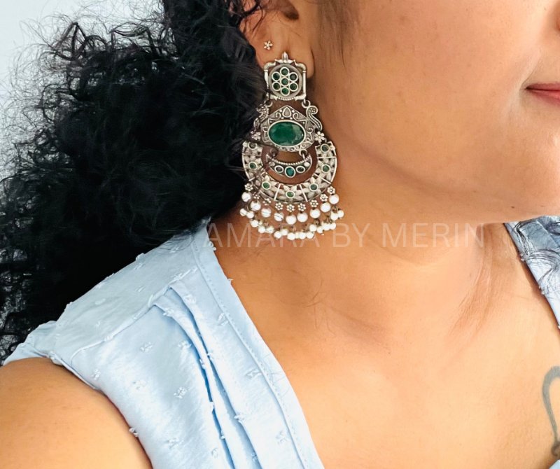 Moti Earring Oxidised - AM809000G