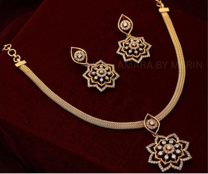 Gold plated diamond replica necklace AM14022