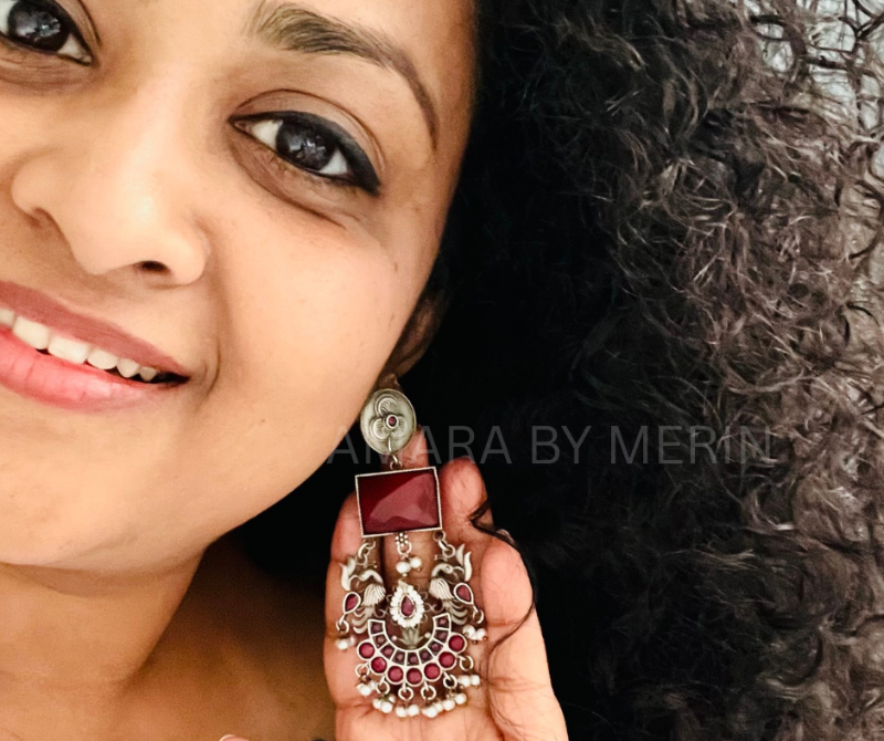 Peacock Earring Oxidised plating - AM808999R