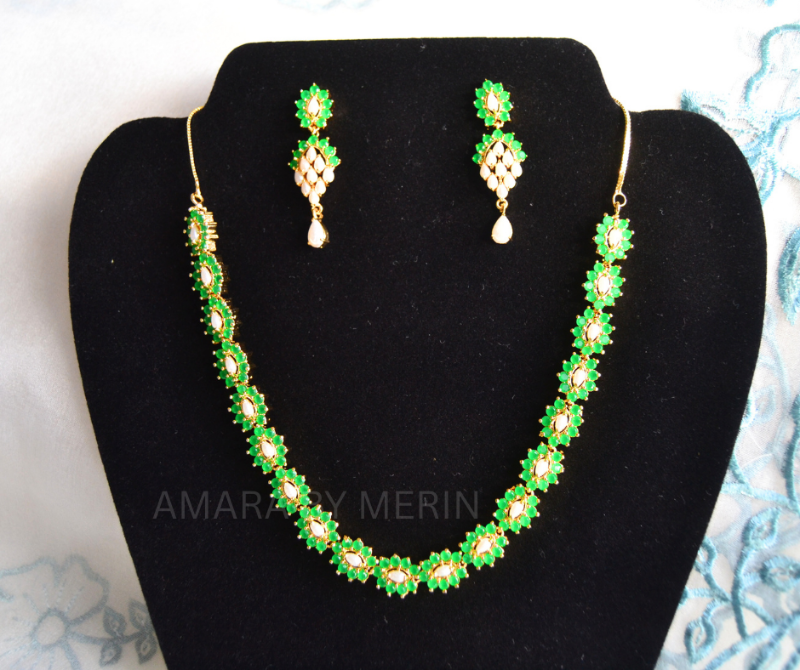 Necklace American Diamond - Green - AM437219G