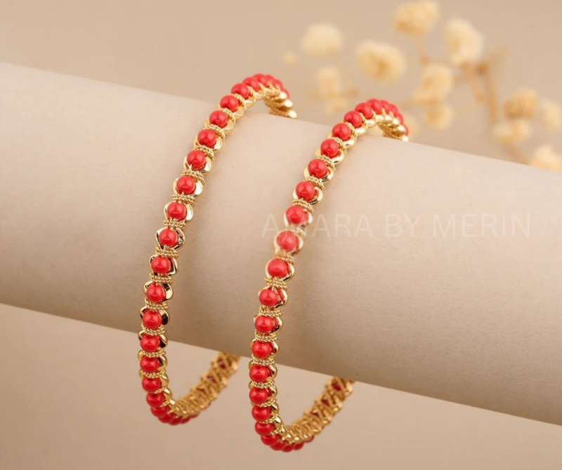 1 Pair Timeless loops bangles - Coral AM13031