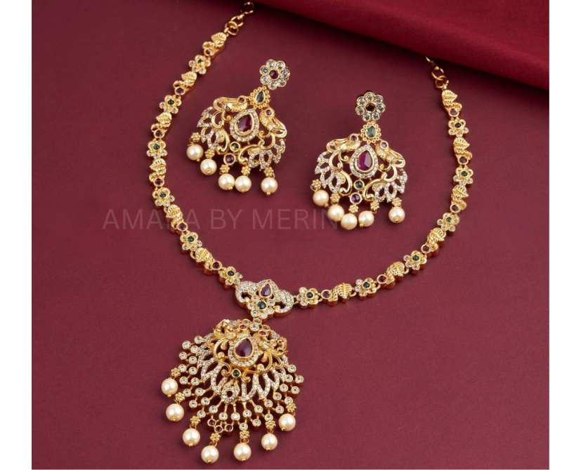 Hamsika Gold plated AD Stone Attigai AM13016