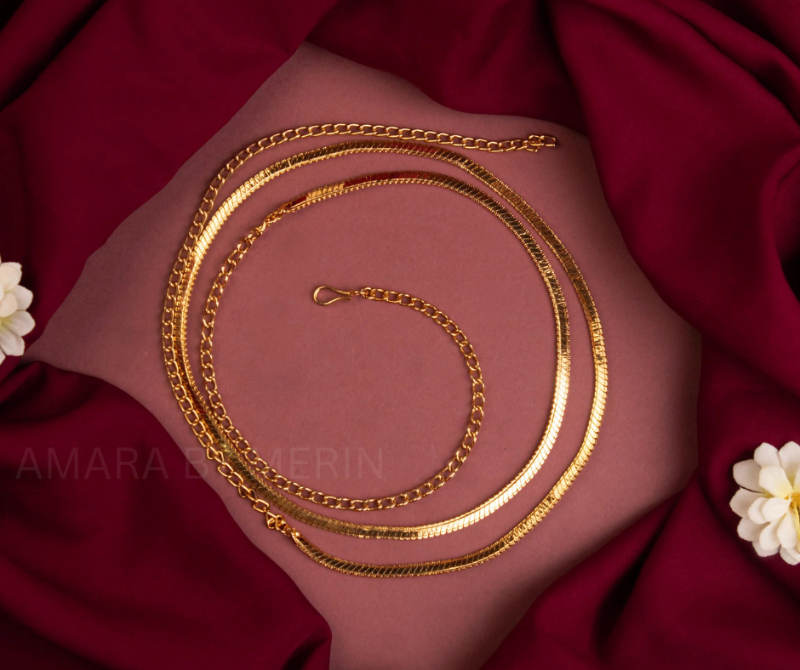 Gold alike plain hip chain AM14043