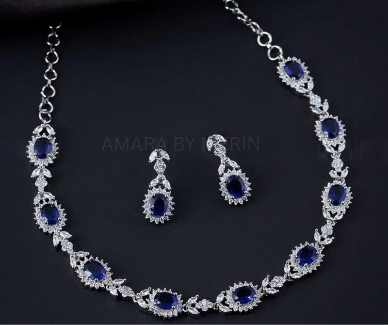 Flora AD Stone Necklace with earrings AM13007