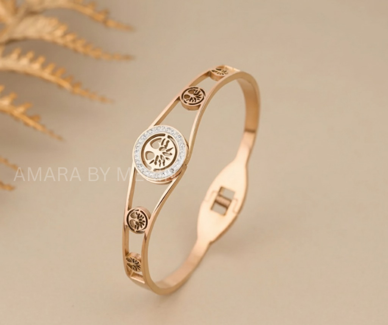 Tree of Life Cuff Bangle - Rose Gold AM13036