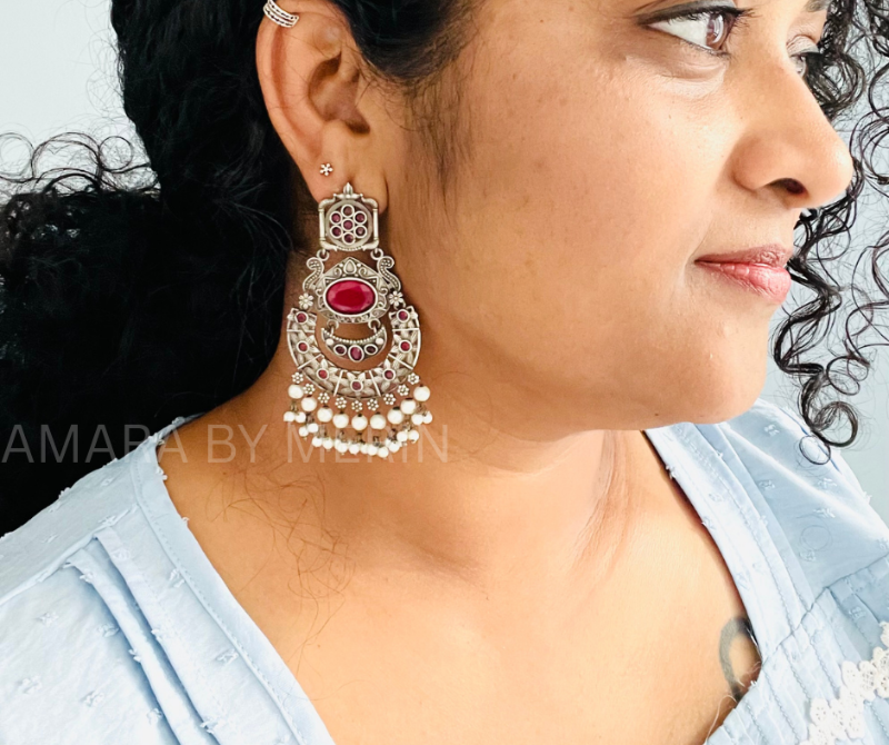 Moti Earring Oxidised plating - AM809000R