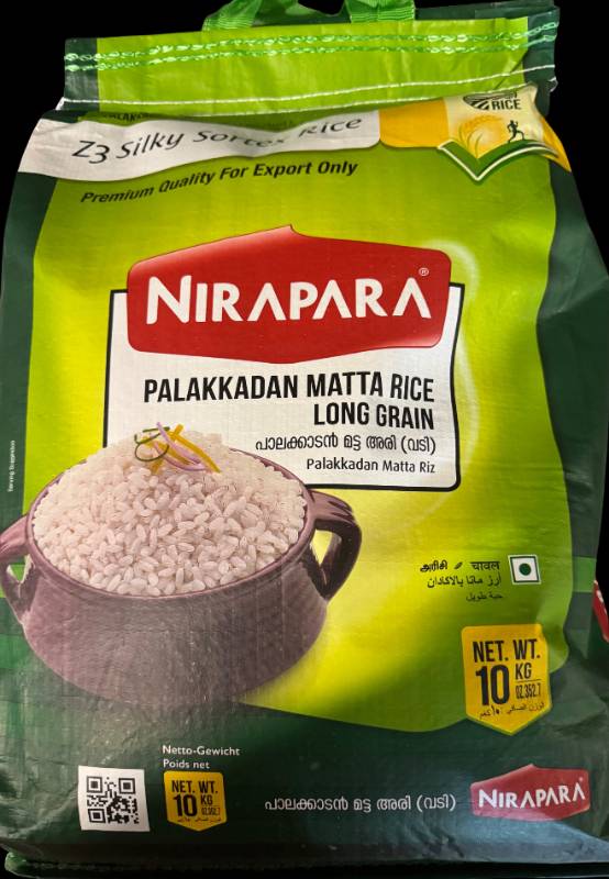 Nirapara Palakkadan Matta Rice (Silky Sortex) Green Bag 10 kg