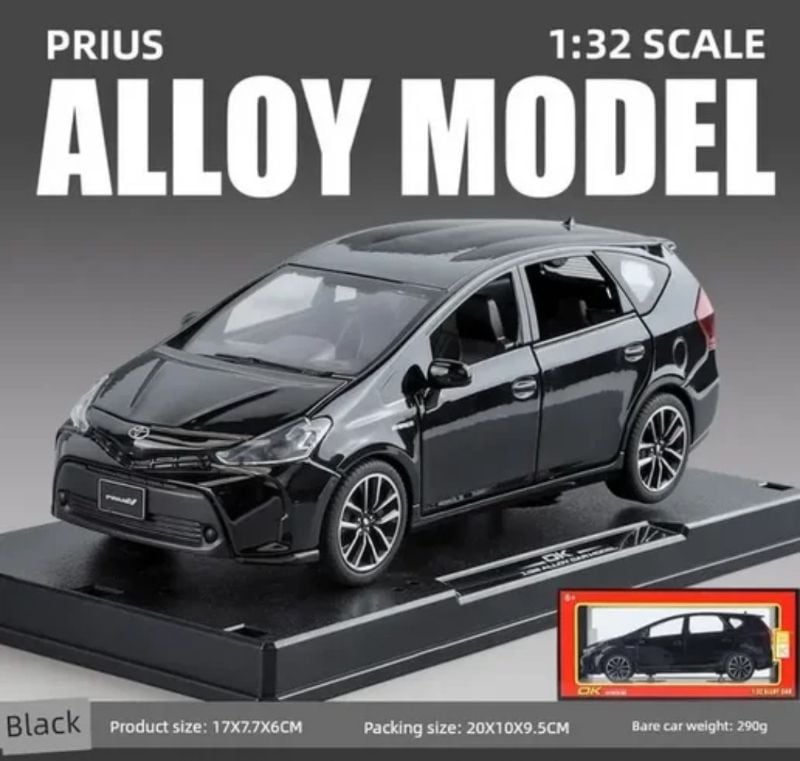 1:32 Toyota Prius Diecast model car with base open doors sound light children toy gift car (PRIUS)