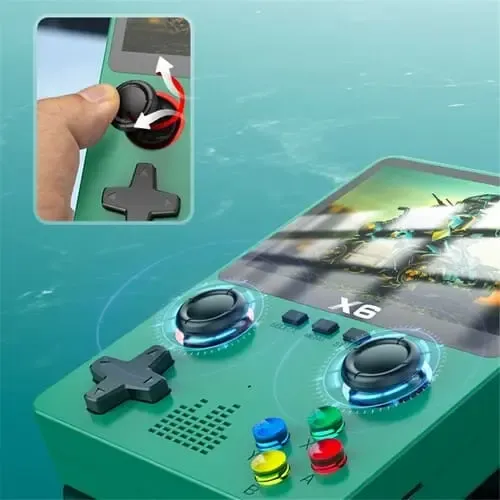 X6 3.5Inch IPS Portable Handheld Game Console 10000+ Games Game Pad - Dual 3D Joystick 11 Simulators 64GB Video Gift TM (X6)