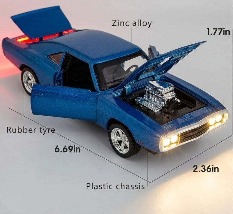 1:32 1970 Dodge Charger Classic Fast & Furious Diecast sound light kids birthday toy
KT DY668-55