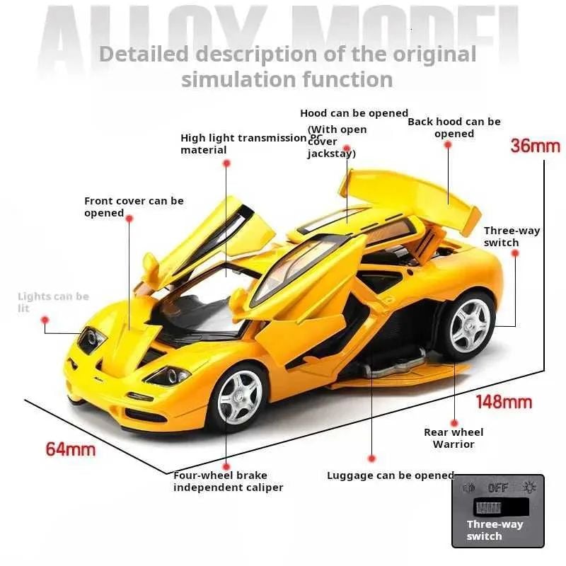 1:32 Scale Mclaren F1 1993 Alloy Car Model Diecast Car Sound Light Car Lovers Collection kids birthday toy KT D21037