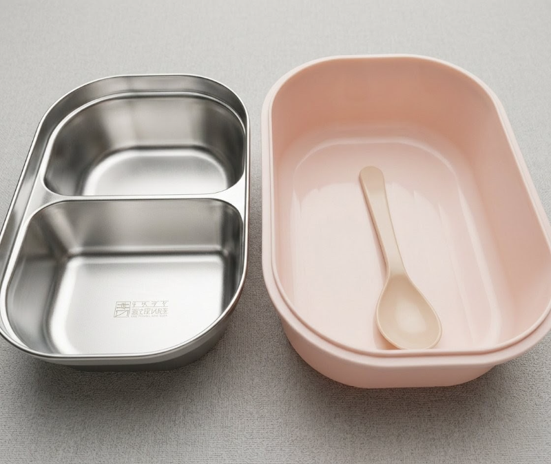 Stainless Steel Food Container Double Compartment and Body  used for packing lunches