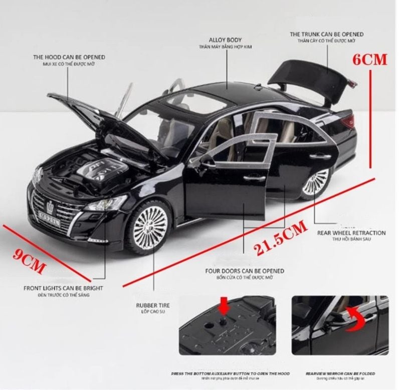 1:24 Toyota Crown Model Car Open Doors sound light toy car (M929L)