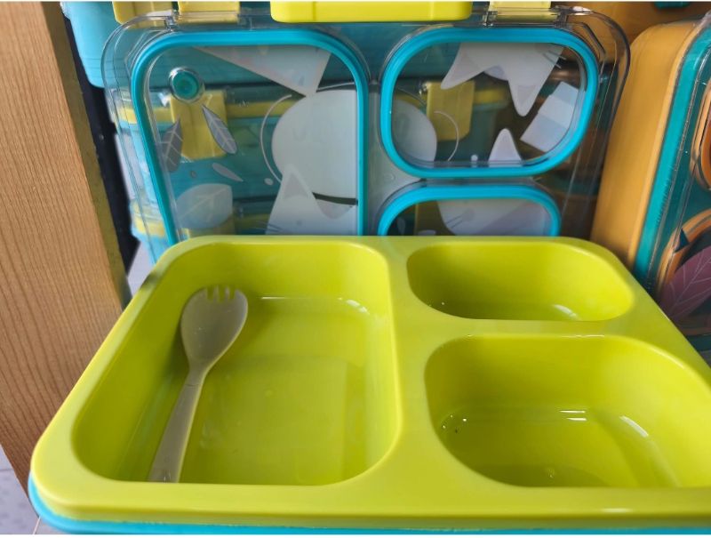 Cat Printed Theme Lunch Box 3 compartment with carry handle High quality design (LX-7169)