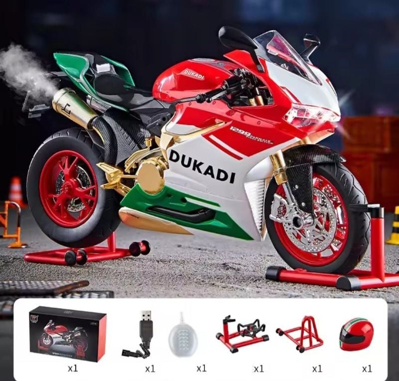 Key Start 1:9 1199 Panigale Alloy Racing Motorcycle Model Diecast with sound light spray feature (8678B)