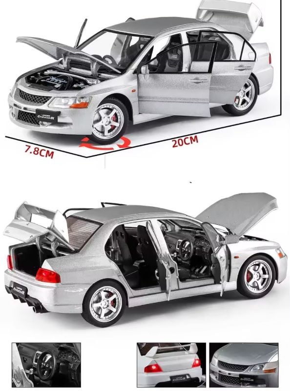 1:24 Mitsubishi Lancer Evolution EVO IX 9 Alloy Miniature Diecast Metal Model Car Scale Model Car Sound and Light Toy Car Vehicle KT (1901-620)