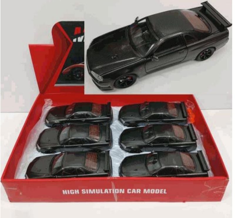 1:24 Scale Pearl Black Nissan Skyline GT-R R34 Diecast model car series (1900-413)
