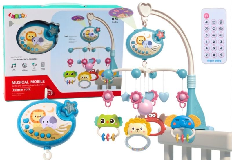 Baby Crib Mobile Rattle with Projector play Music Lights with Remote control Adjustment speed and Sound KT (698-84)