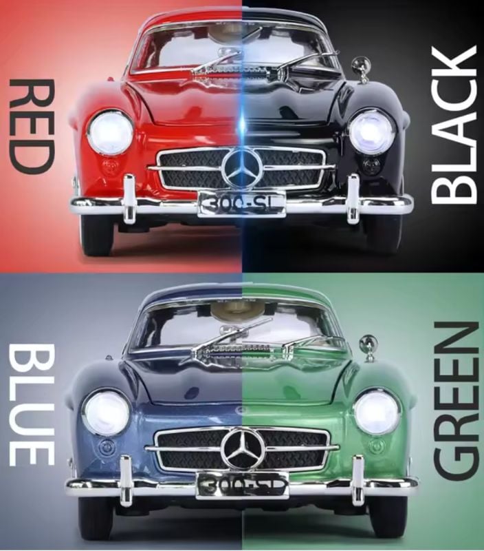 Diecast 300 SL Classic 1:24 Vintage Model Car Kids Toy and car model collection Light Sound Pullback Openable Door Cars TM (Multi Random Colour)