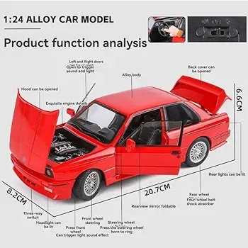 Classic 1:24 BMW M3 E30 Big diecast car model open doors sound light  KT 1900-440