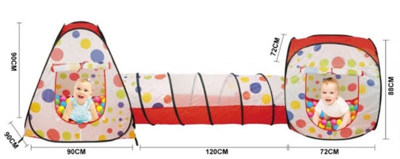 3-in-1 Kids Play Pop-up Tunnel Tent Playhouse (LF312)