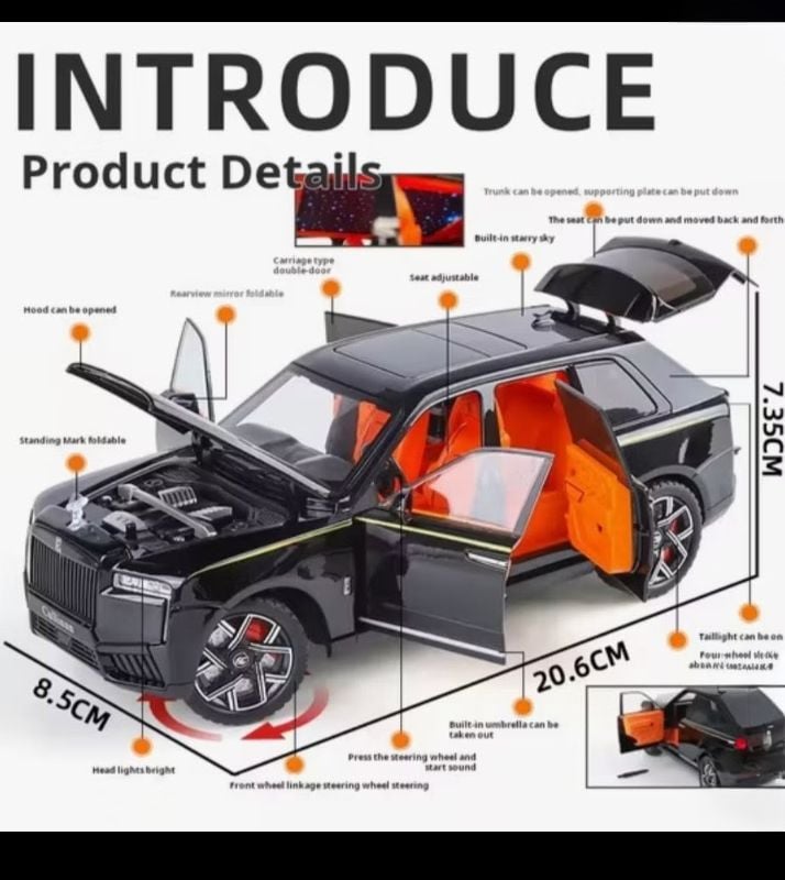 1:24 Rolls-Royce Cullinan SUV Diecast Open Doors sound light (1901-540)