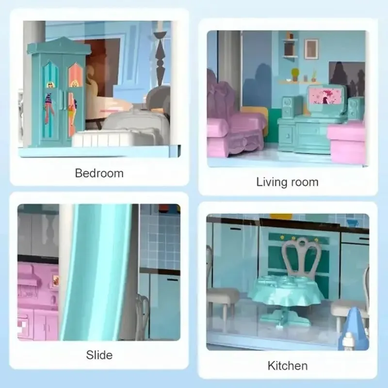Big Doll House DIY 6 Stories 2 Terrace With Accessories for kids girls best gift set (862-06)